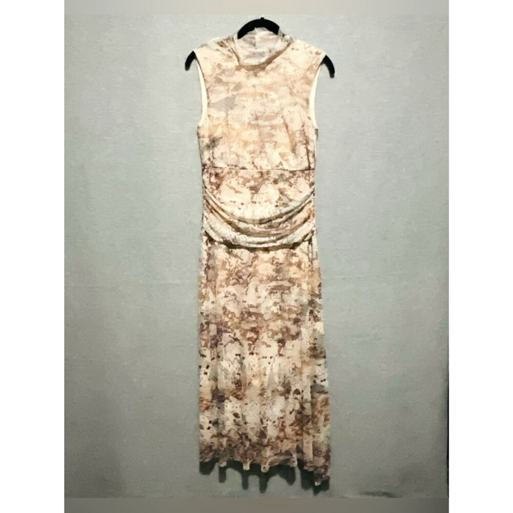 Kate and Lily Snakeskin Ruched Maxi Dress Size 6 Neutral Animal Print Sleeveless